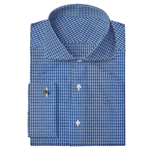 The Knit Dress Shirt in Blue Check  Decent Apparel Cutaway Classic French 
