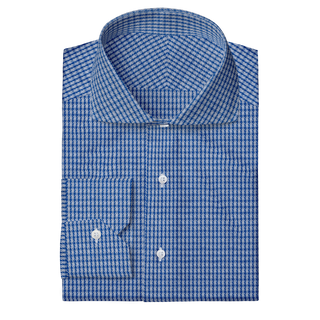 The Knit Dress Shirt  Decent Apparel Blue Check Cutaway Mitered