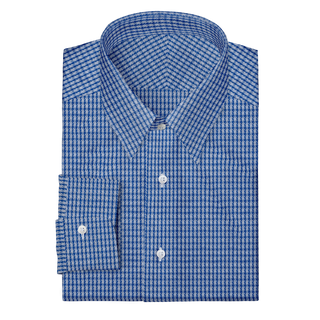 The Knit Dress Shirt in Blue Check  Decent Apparel Forward Point Barrel 