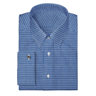 The Knit Dress Shirt  Decent Apparel Blue Check Forward Point Classic French