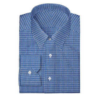 The Knit Dress Shirt  Decent Apparel Blue Check Forward Point Mitered