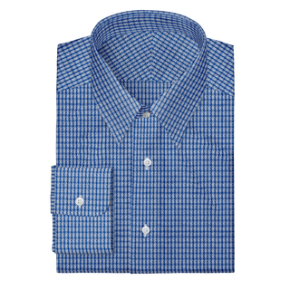 The Knit Dress Shirt in Blue Check  Decent Apparel Forward Point Wide Barrel 