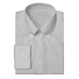 The Knit Dress Shirt in Grey & White Stripe  Decent Apparel Button Down Wide Barrel 