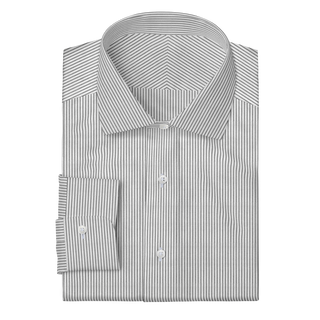 The Knit Dress Shirt  Decent Apparel Grey & White Stripe Classic Spread Barrel