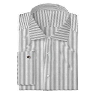 The Knit Dress Shirt in Grey & White Stripe  Decent Apparel Classic Spread Classic French 