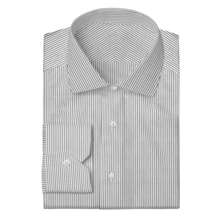 The Knit Dress Shirt in Grey & White Stripe  Decent Apparel Classic Spread Mitered 