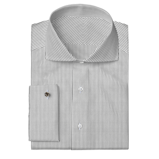 The Knit Dress Shirt  Decent Apparel Grey & White Stripe Cutaway Classic French
