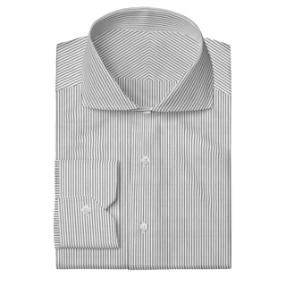 The Knit Dress Shirt in Grey & White Stripe  Decent Apparel Cutaway Mitered 