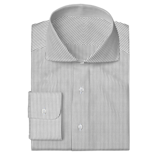 The Knit Dress Shirt  Decent Apparel Grey & White Stripe Cutaway Wide Barrel