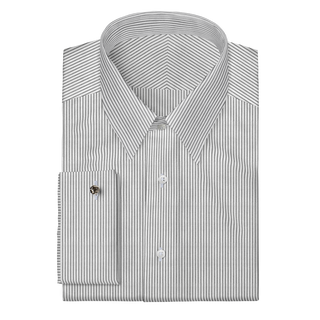 The Knit Dress Shirt in Grey & White Stripe  Decent Apparel Forward Point Classic French 