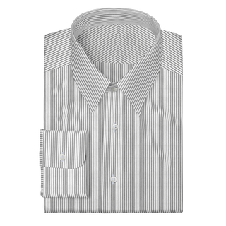 The Knit Dress Shirt in Grey & White Stripe  Decent Apparel Forward Point Wide Barrel 