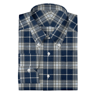 The Plaid Flannel in Navy & Grey  Decent Apparel Button Down Mitered 