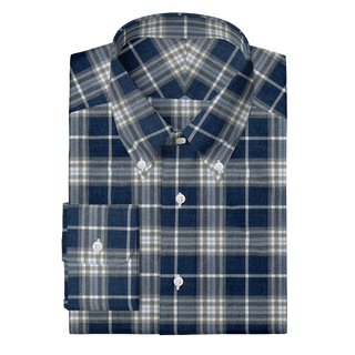 The Plaid Flannel in Navy & Grey  Decent Apparel Button Down Wide Barrel 