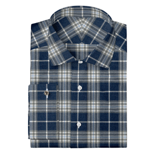 The Plaid Flannel in Navy & Grey  Decent Apparel Classic Spread Classic French 