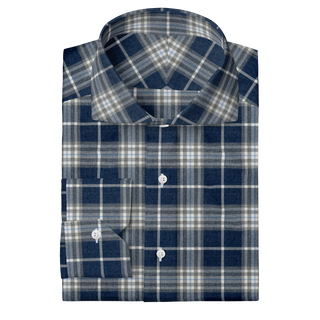 The Plaid Flannel in Navy & Grey  Decent Apparel Cutaway Mitered 
