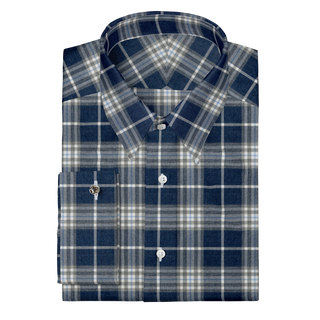 The Plaid Flannel in Navy & Grey  Decent Apparel Forward Point Classic French 
