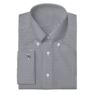 The Oxford in Navy Horizontal Stripe  Decent Apparel Button Down Classic French 
