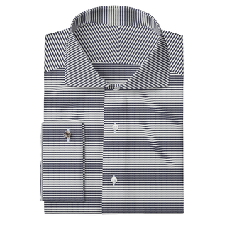 The Oxford in Navy Horizontal Stripe  Decent Apparel Cutaway Classic French 