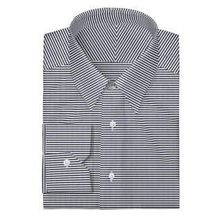 The Oxford in Navy Horizontal Stripe  Decent Apparel Forward Point Mitered 