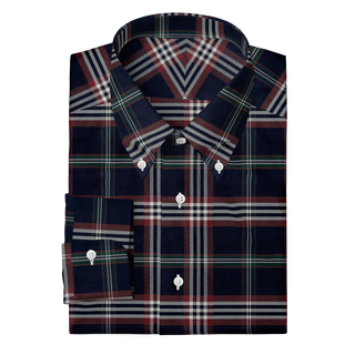 The Stretch Dress Shirt in Navy Signature Tartan  Decent Apparel Button Down Barrel 