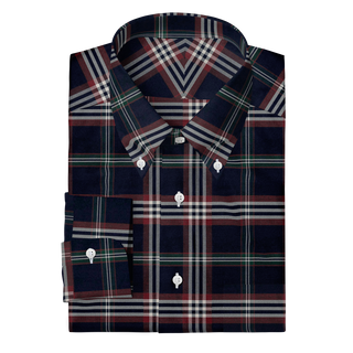 The Stretch Dress Shirt in Navy Signature Tartan  Decent Apparel   