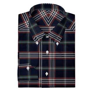 The Stretch Dress Shirt in Navy Signature Tartan  Decent Apparel Button Down Mitered 