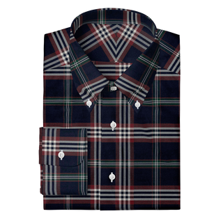 The Stretch Dress Shirt in Navy Signature Tartan  Decent Apparel Button Down Wide Barrel 