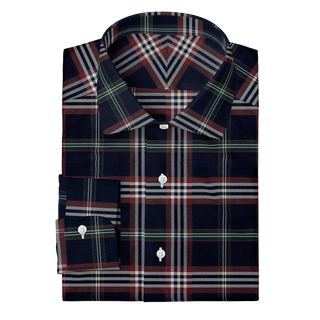 The Stretch Dress Shirt in Navy Signature Tartan  Decent Apparel Classic Spread Barrel 