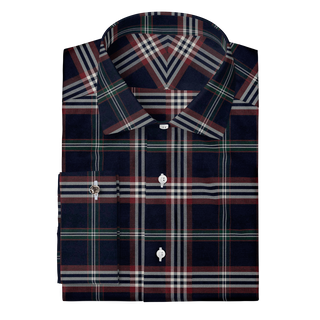 The Stretch Dress Shirt in Navy Signature Tartan  Decent Apparel Classic Spread Classic French 