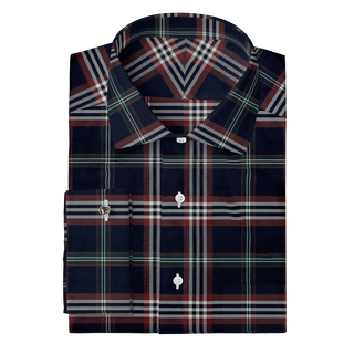 The Stretch Dress Shirt in Navy Signature Tartan  Decent Apparel   