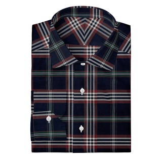 The Stretch Dress Shirt in Navy Signature Tartan  Decent Apparel Classic Spread Mitered 