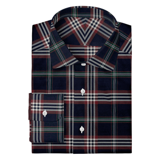 The Stretch Dress Shirt in Navy Signature Tartan  Decent Apparel Classic Spread Wide Barrel 