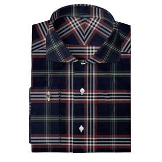 The Stretch Dress Shirt in Navy Signature Tartan  Decent Apparel Cutaway Classic French 