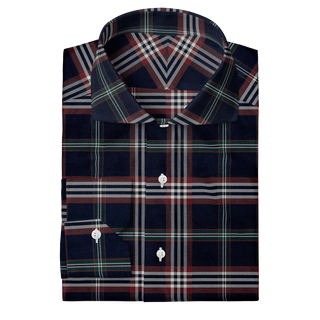 The Stretch Dress Shirt in Navy Signature Tartan  Decent Apparel Cutaway Mitered 