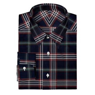 The Stretch Dress Shirt in Navy Signature Tartan  Decent Apparel Forward Point Barrel 