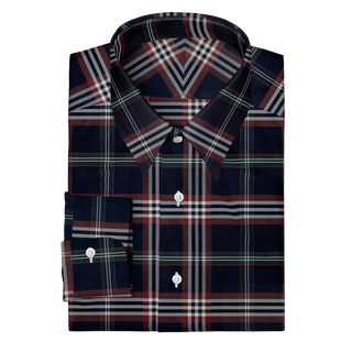 The Stretch Dress Shirt in Navy Signature Tartan  Decent Apparel   