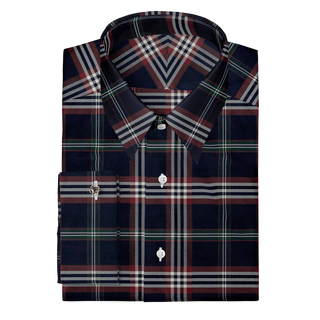 The Stretch Dress Shirt in Navy Signature Tartan  Decent Apparel Forward Point Classic French 