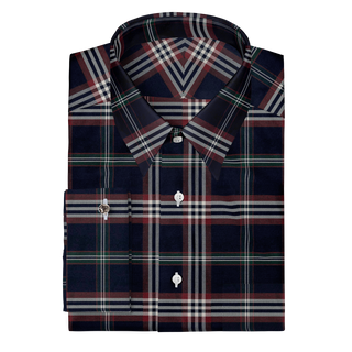 The Stretch Dress Shirt in Navy Signature Tartan  Decent Apparel   