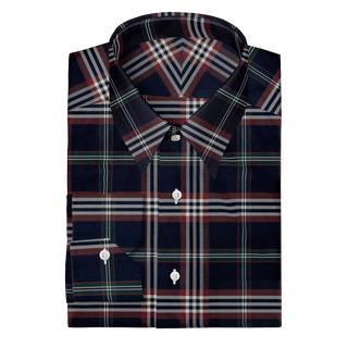 The Stretch Dress Shirt in Navy Signature Tartan  Decent Apparel   