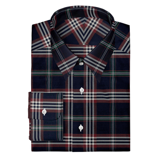 The Stretch Dress Shirt in Navy Signature Tartan  Decent Apparel Forward Point Wide Barrel 