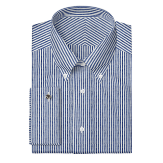 The Linen in Navy Blue Stripe  Decent Apparel Button Down Classic French 