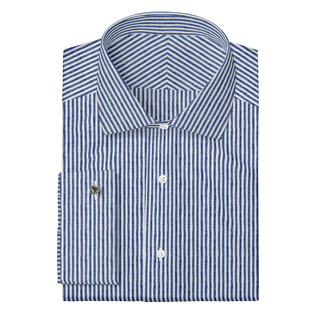 The Linen  Decent Apparel Navy Blue Stripe Classic Spread Classic French